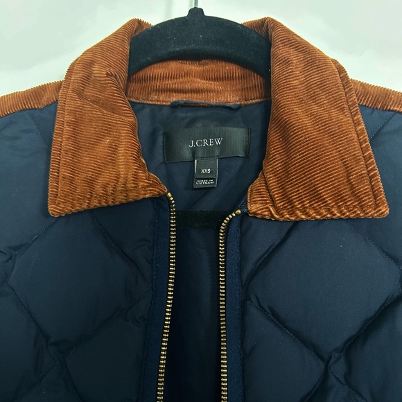 J.Crew Corduroy Collar Barn Puffer Navy Vest - Picture 2 of 3